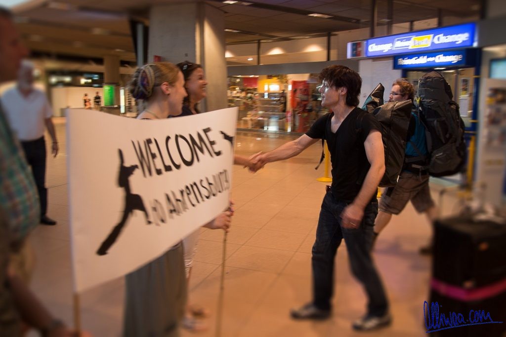 André Bertel sensei arriving at Hamburg Airport for a seminar in Ahrensburg 2016